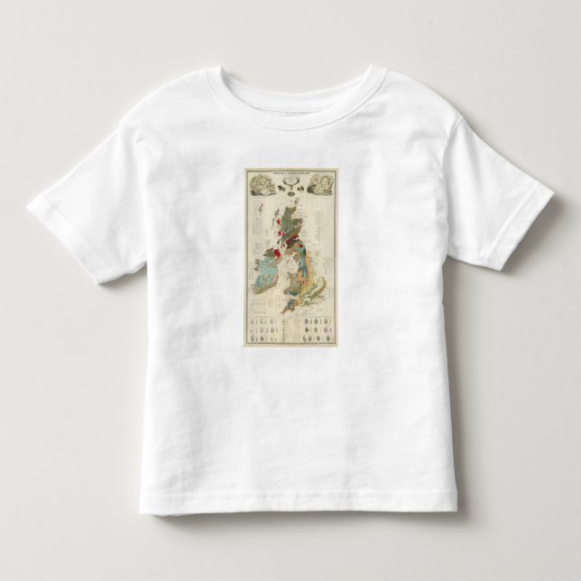 Camiseta Infantil Mapa Geological, palaeontological composto (Frente)