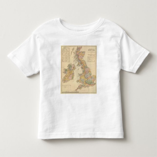 Camiseta Infantil Mapa Hydrographical, ilhas britânicas (Frente)