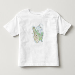 Camiseta Infantil Mapa ilustrado de America do Norte