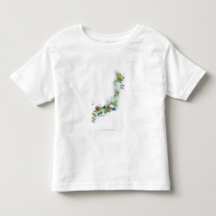 Camiseta Infantil Mapa ilustrado de Japão antigo