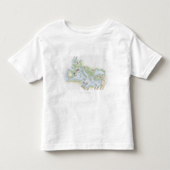 Camiseta Infantil Mapa ilustrado do império romano (Frente)