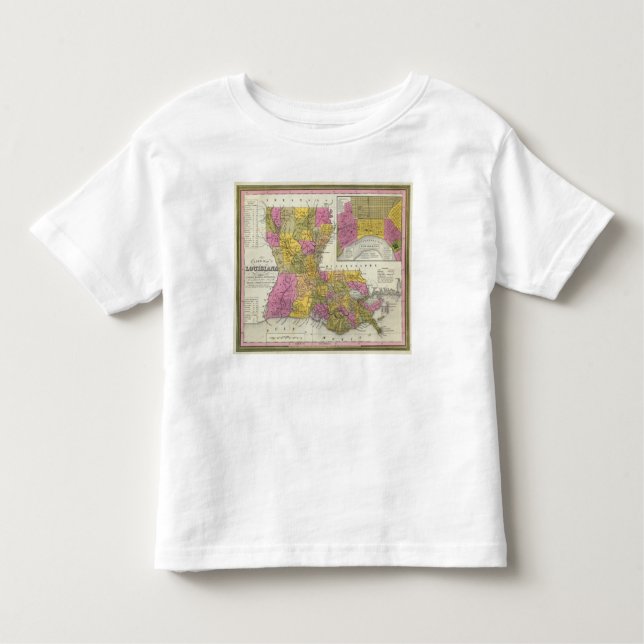 Camiseta Infantil Mapa novo de Louisiana 3 (Frente)