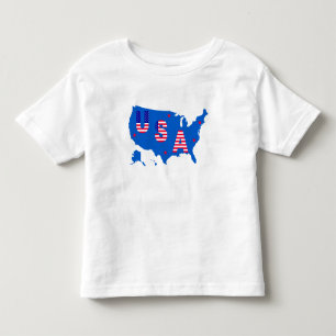 Camiseta Infantil Mapa Patriótico Americano/Estrelas e Stripes de B