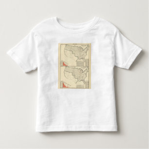 Camiseta Infantil Mapas litografados de duas cores dos Estados