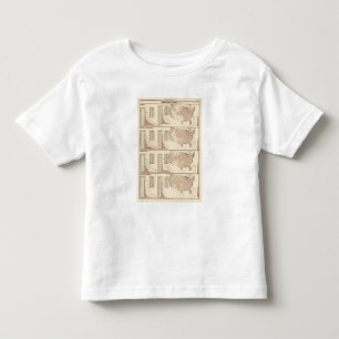 Camiseta Infantil Mapas litografados os Estados Unidos