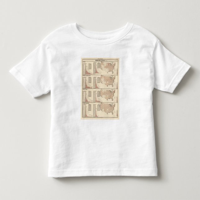 Camiseta Infantil Mapas litografados os Estados Unidos (Frente)