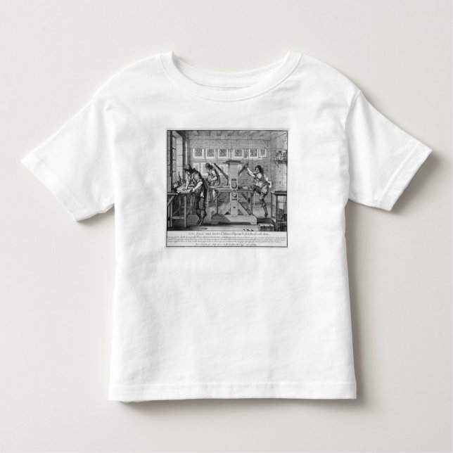 Camiseta Infantil Máquina impressora francesa, 1642 (Frente)