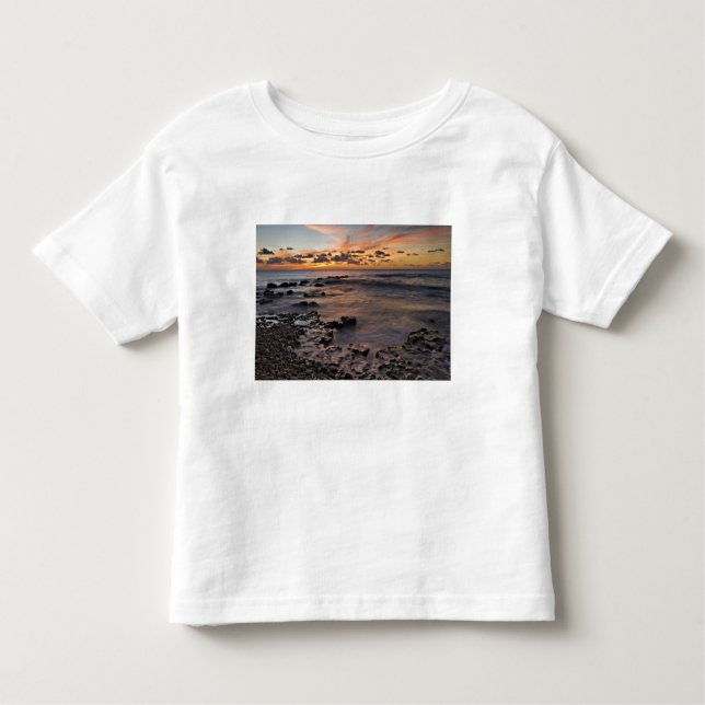 Camiseta Infantil Mar Caribe, Ilhas Cayman.  Ondas de queda 2 (Frente)