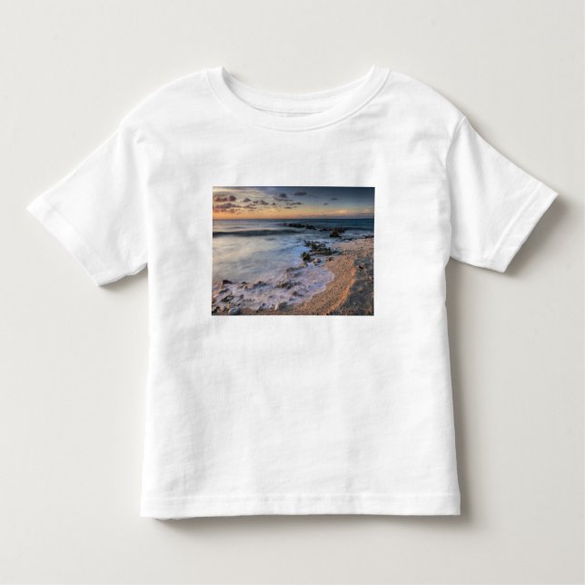 Camiseta Infantil Mar Caribe, Ilhas Cayman.  Ondas em queda (Frente)
