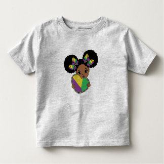 Camiseta Infantil Mardi Gras Baby Girl Segurando Coração