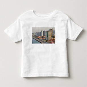 Camiseta Infantil Margem com a silhueta da cidade de Yantai, Shandon