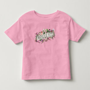 Camiseta Infantil Marguerite Nome Estandarte Floral Vintage Fofo & F