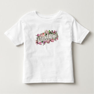 Camiseta Infantil Marguerite Nome Vintage Floral Banner Cute & Girly