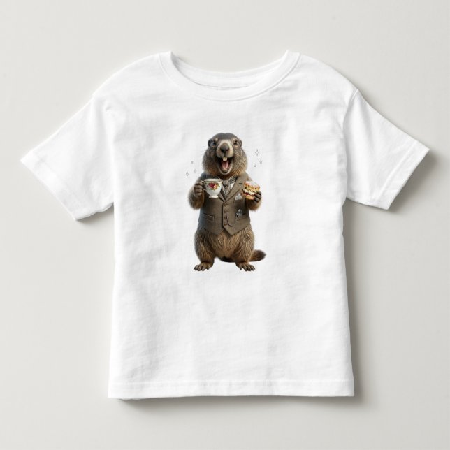 Camiseta Infantil Marmota Bebendo Chá (Frente)