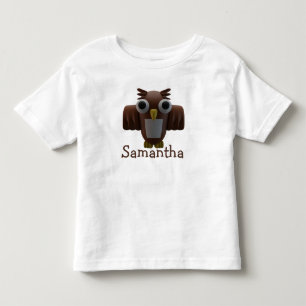 Camiseta Infantil Marrom Cartoon Owl & Typografia Toddler T-shirt