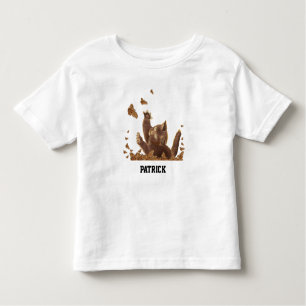 Camiseta Infantil Marrom Cat e Borboletas Noturnas Personalizadas