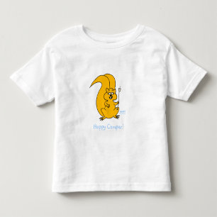 Camiseta Infantil Marshmallows: Feliz Camponês de Esquilo de Cartoo