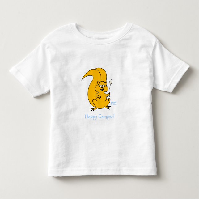 Camiseta Infantil Marshmallows: Feliz Camponês de Esquilo de Cartoon (Frente)