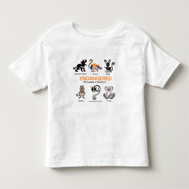 Camiseta Infantil MARSUPIAIS - Vida selvagem - Animais ameaçados - (Frente)