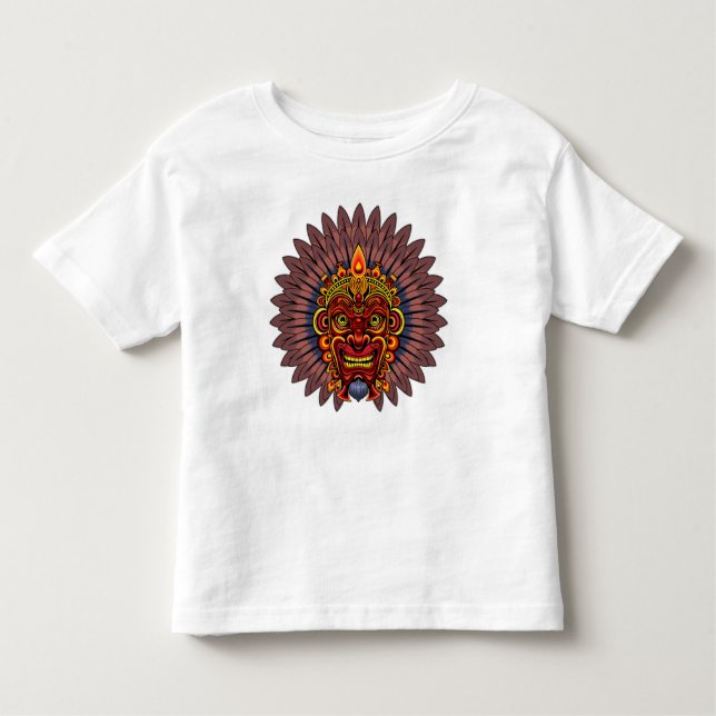 Camiseta Infantil Máscara Ritual do Rei Guerreiro Tribal (Frente)