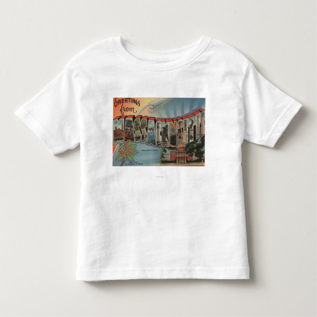 Camiseta Infantil Massachusetts (capital de estado/flor) (Frente)