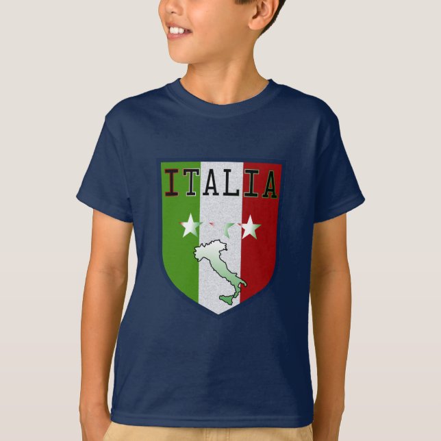 Camiseta Infantil Medieval Blue Italia Crest (Frente)