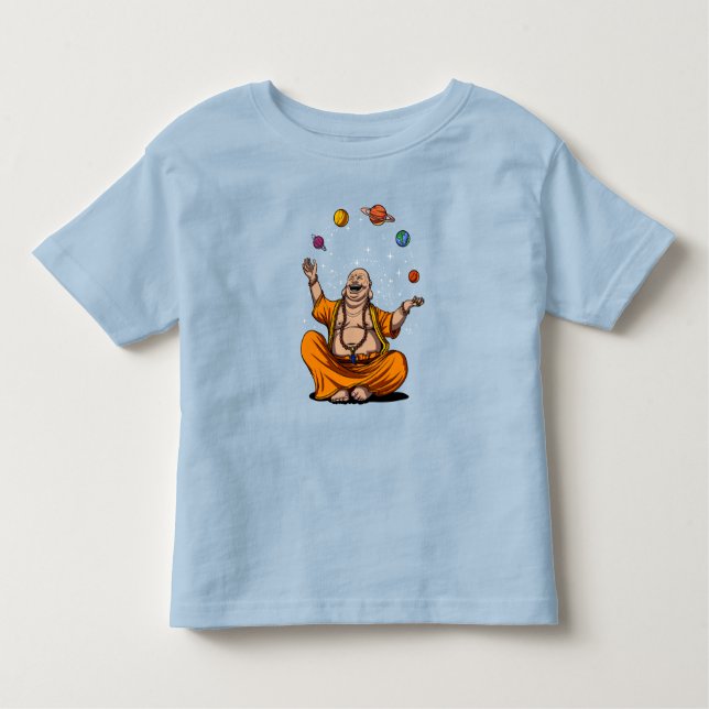 Camiseta Infantil Meditação Zen Yoga Buddha Fazendo Malabarismo Com  (Frente)