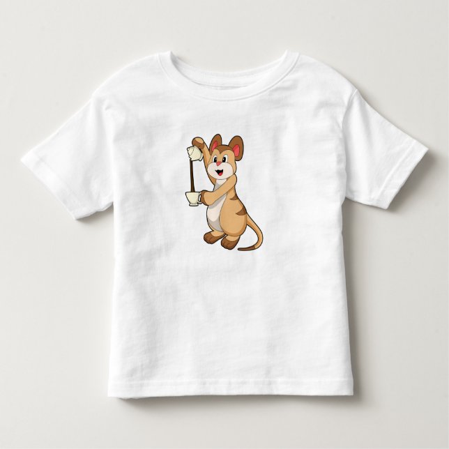 Camiseta Infantil Meerkat com pote de café e café.PNG (Frente)