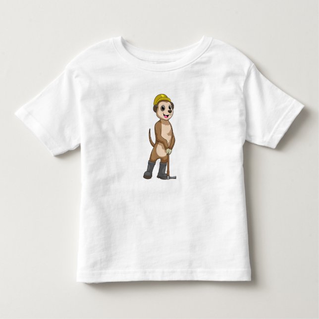 Camiseta Infantil Meerkat como Miner com Pickaxe (Frente)