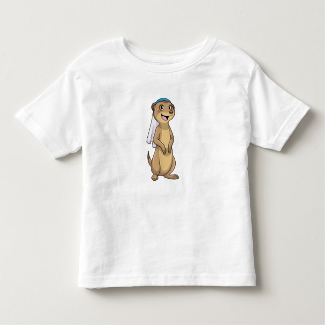 Camiseta Infantil Meerkat como noiva com véu (Frente)
