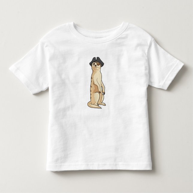Camiseta Infantil Meerkat como pirata com chapéu pirata (Frente)