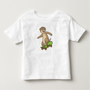 Camiseta Infantil Meerkat como skater com skate