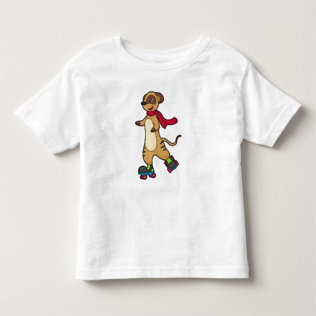 Camiseta Infantil Meerkat como Skater com skates Roller (Frente)