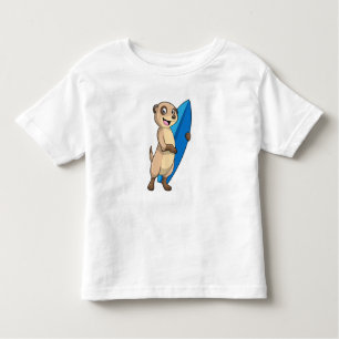 Camiseta Infantil Meerkat como Surfer com Surfboard