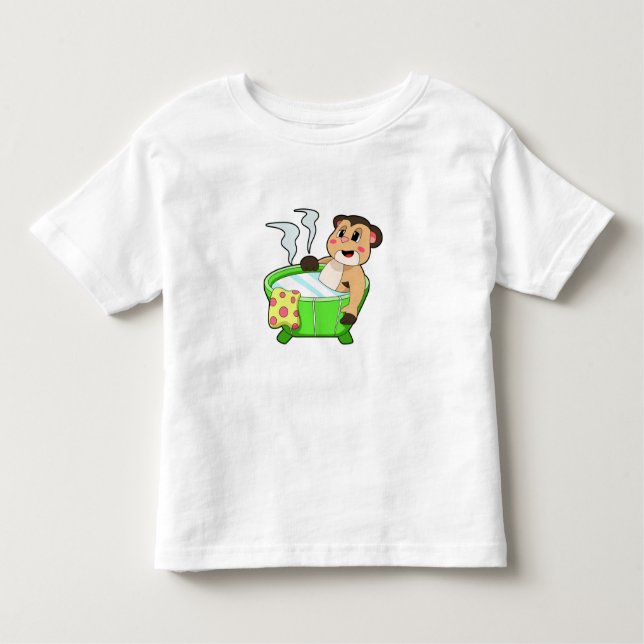 Camiseta Infantil Meerkat em Bathing na Bathtub (Frente)