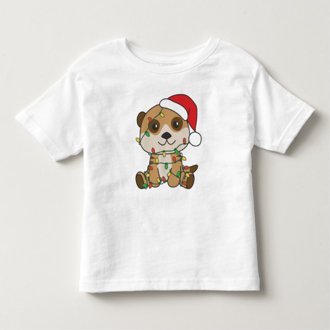 Camiseta Infantil Meerkats de Natal de Animais de inverno (Frente)