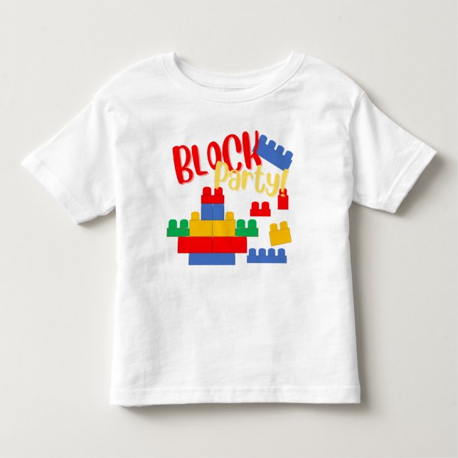 Camiseta Infantil Mega Blok do Partido dos Blocos de Construção Insp (Frente)