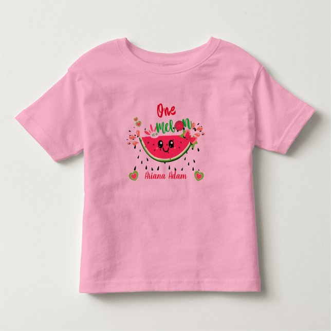 Camiseta Infantil Melancia One In A Melon 1º Aniversário Menina  (Frente)
