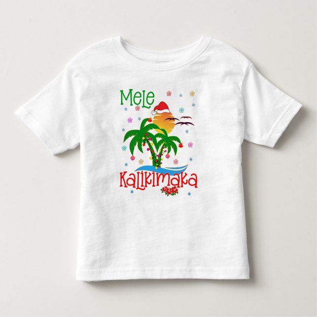 Camiseta Infantil Mele Kalikimaka Havaiano Feliz Natal Aloha  (Frente)