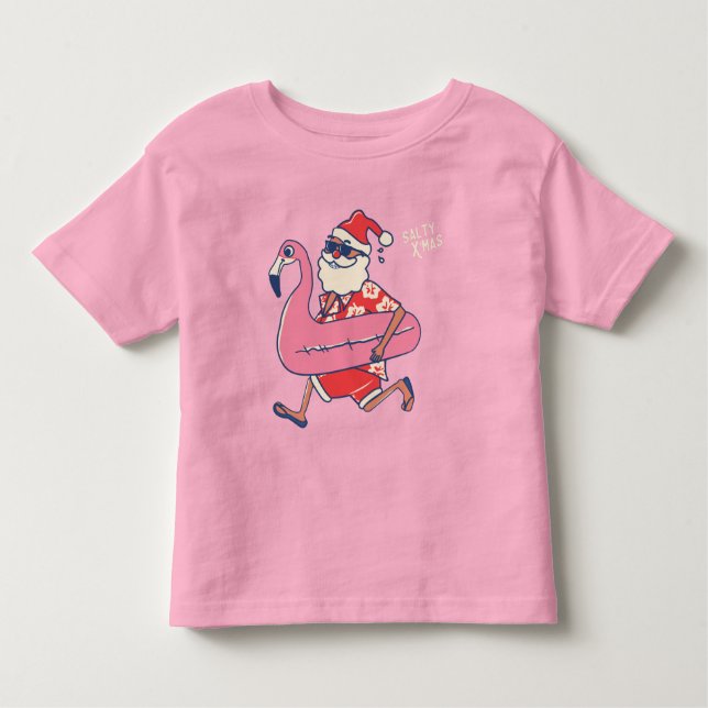 Camiseta Infantil Mele Kalikimaka Papais noeis Flamingo Natal Getawa (Frente)