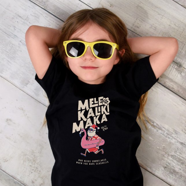Camiseta Infantil Mele Kalikimaka Papais noeis Flamingo Natal Getawa (Mele Kalikimaka Santa Flamingo Christmas Getaway Toddler T-shirt)