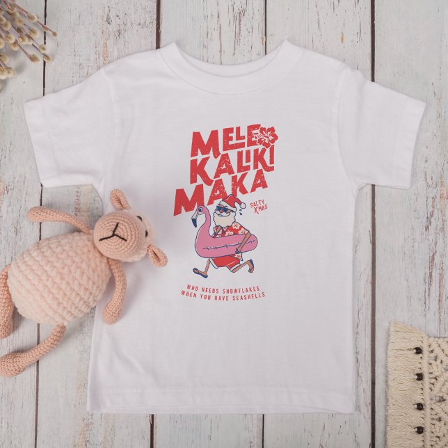 Camiseta Infantil Mele Kalikimaka Papais noeis Flamingo Natal Getawa (Mele Kalikimaka Santa Flamingo Christmas Getaways Toddler T-shirt)