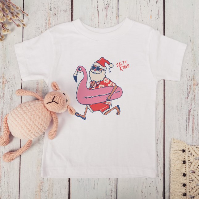 Camiseta Infantil Mele Kalikimaka Papais noeis Flamingo Natal Getawa (Mele Kalikimaka Santa Flamingo Christmas Getaways Toddler T-shirt)