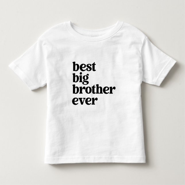 Camiseta Infantil Melhor Irmão Grande Nunca Negro e White Text Boy (Frente)