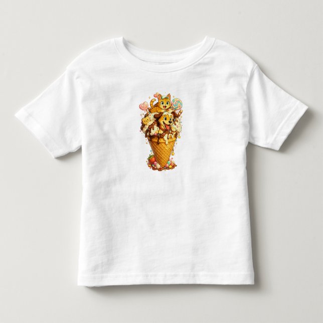 Camiseta Infantil Melhores Amigos Gato e Cachorro  (Frente)