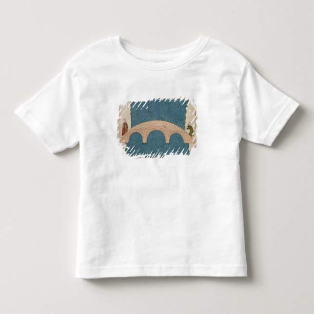 Camiseta Infantil Memorie Turchesche que descreve a ponte de Galata (Frente)