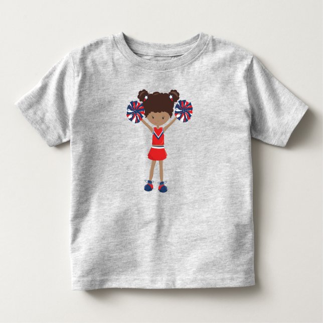 Camiseta Infantil Menina Afro-Americana, Liderança de Torcida, Lider (Frente)