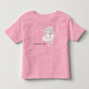 Camiseta Infantil Menina Bailarina Gatinho Cinza