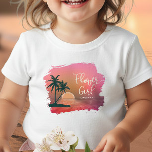Camiseta Infantil Menina com Flores da Ilha Tropical Rosa ID581