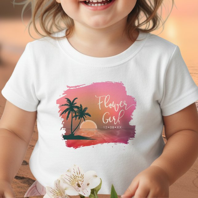 Camiseta Infantil Menina com Flores da Ilha Tropical Rosa ID581 (Criador carregado)